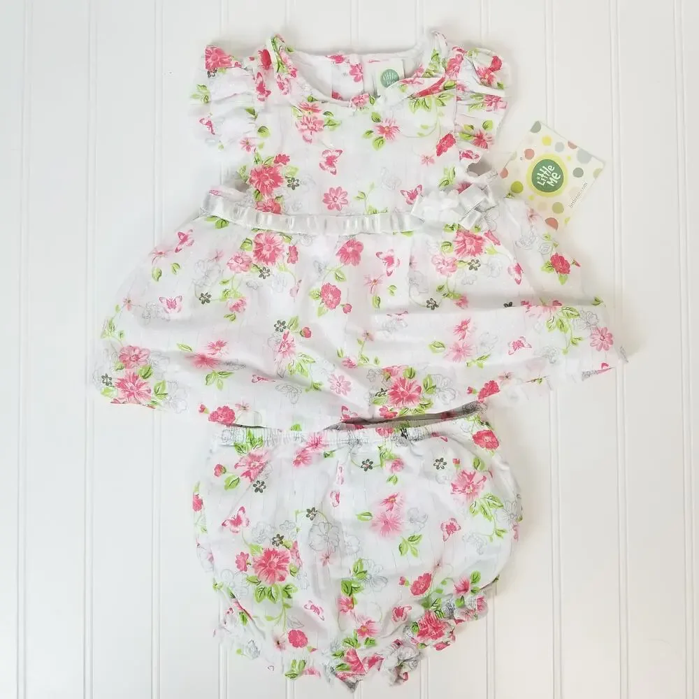 Little Me 12M Dress Bloomer Set Pink Floral